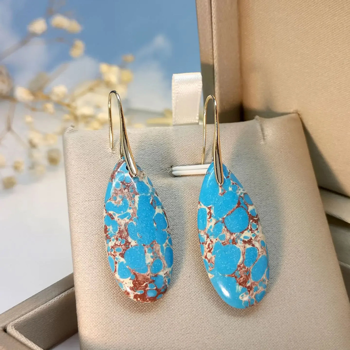 Bohemian Emperor Stone Droplet Pendant Earrings Natural Stone Jewelry Earrings for Women Vintage Luxury Boho Earring Jewelry - Charlie Dolly