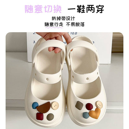 Close Toe Shoes for Women Summer Slippers with Thick Sole and Feet Feeling Cool Slippers for Women External Wear