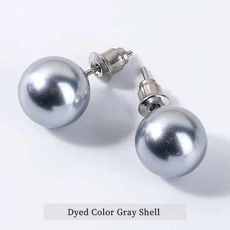 Natural Stone Agate Quartz Lapis Lazuli Tiger Eye Round Bead Stud Earrings Women Fashion Simple Stainless Steel Crystal Ear Stud - Charlie Dolly