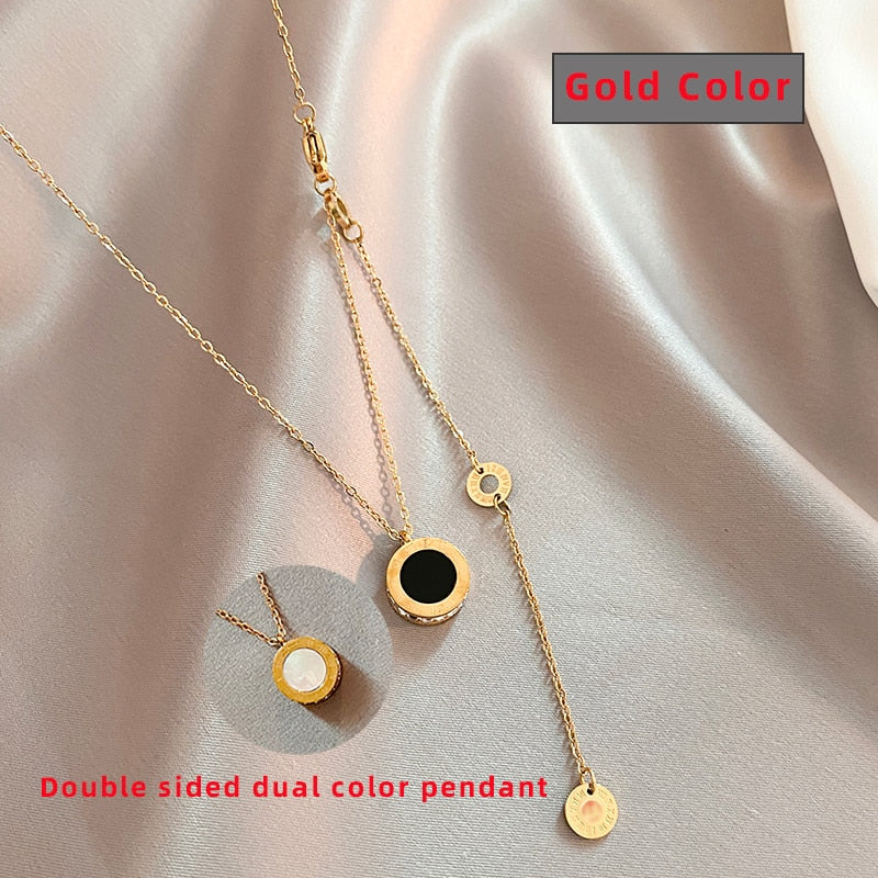 Classic Fashion Stainless Steel Roman Digital Wafer Pendant Necklace 2022 Fashion Jewelry Christmas Party Women&#39;s Sexy Necklace