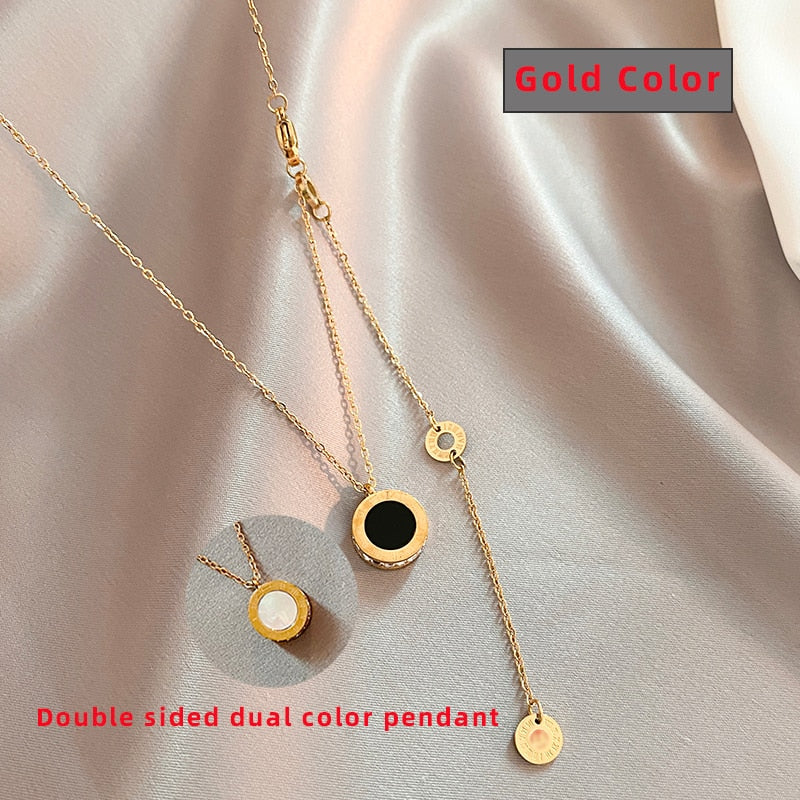 Classic Fashion Stainless Steel Roman Digital Wafer Pendant Necklace 2022 Fashion Jewelry Christmas Party Women's Sexy Necklace - Charlie Dolly