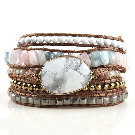 Fashion Handma Bohemian Jewelry Boho Bracelet Mixed Natural Stones Charm 5 Strands Wrap Bracelets Gift for Women girls - Charlie Dolly