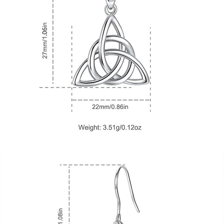 S925 Sterling Silver Celtic Knot Triangle Pendant Necklace, Purple CZ Sacred Geometry Amulet