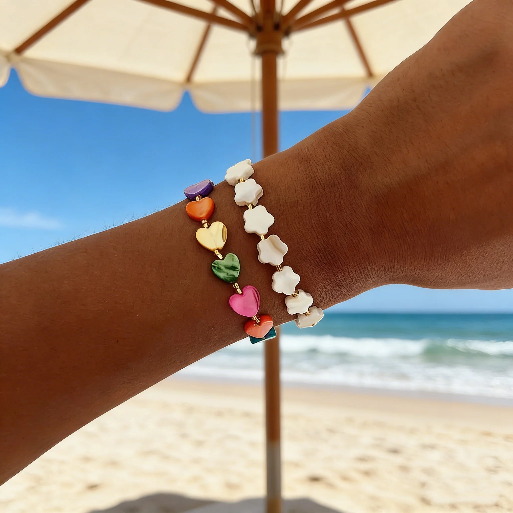 CCGOOD Boho Summer Beach Bracelet Shell Heart Plum Blossom Adjustable Rope Surf Bracelet for Women Gift Jewelry