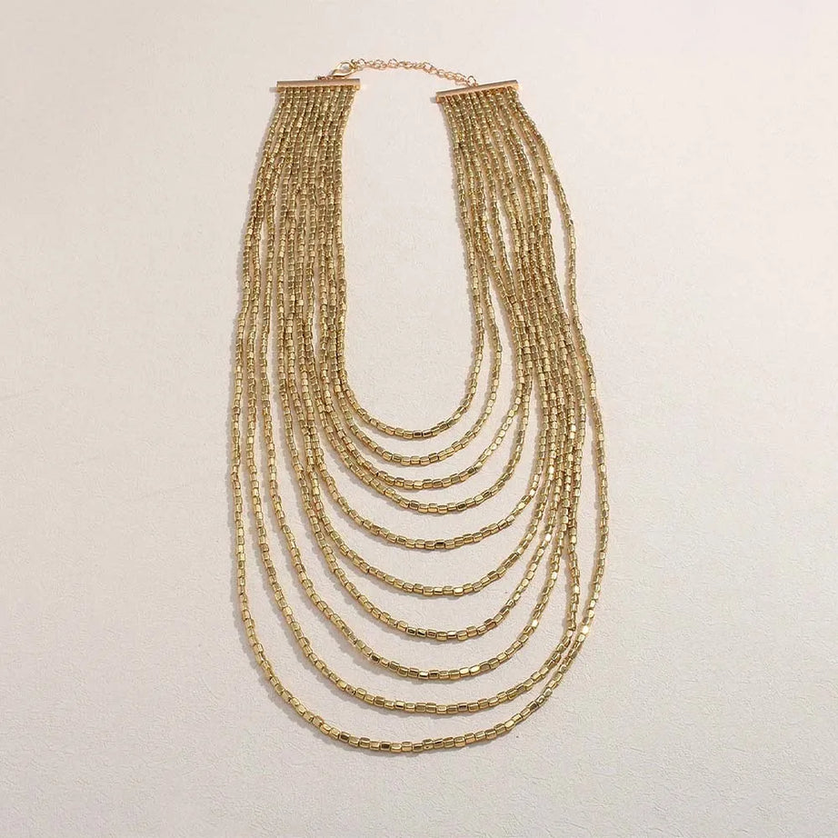 Resin Bead Multilayer Long Statement Necklace Jewelry