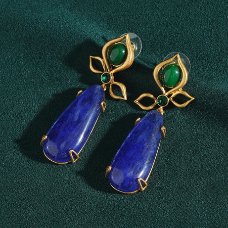 Vintage Sapphire Blue Lapis Lazuli Drop Earrings Statement Woman 2025  Luxury Designer Brands Charm Antique Jewelry Accessories - Charlie Dolly