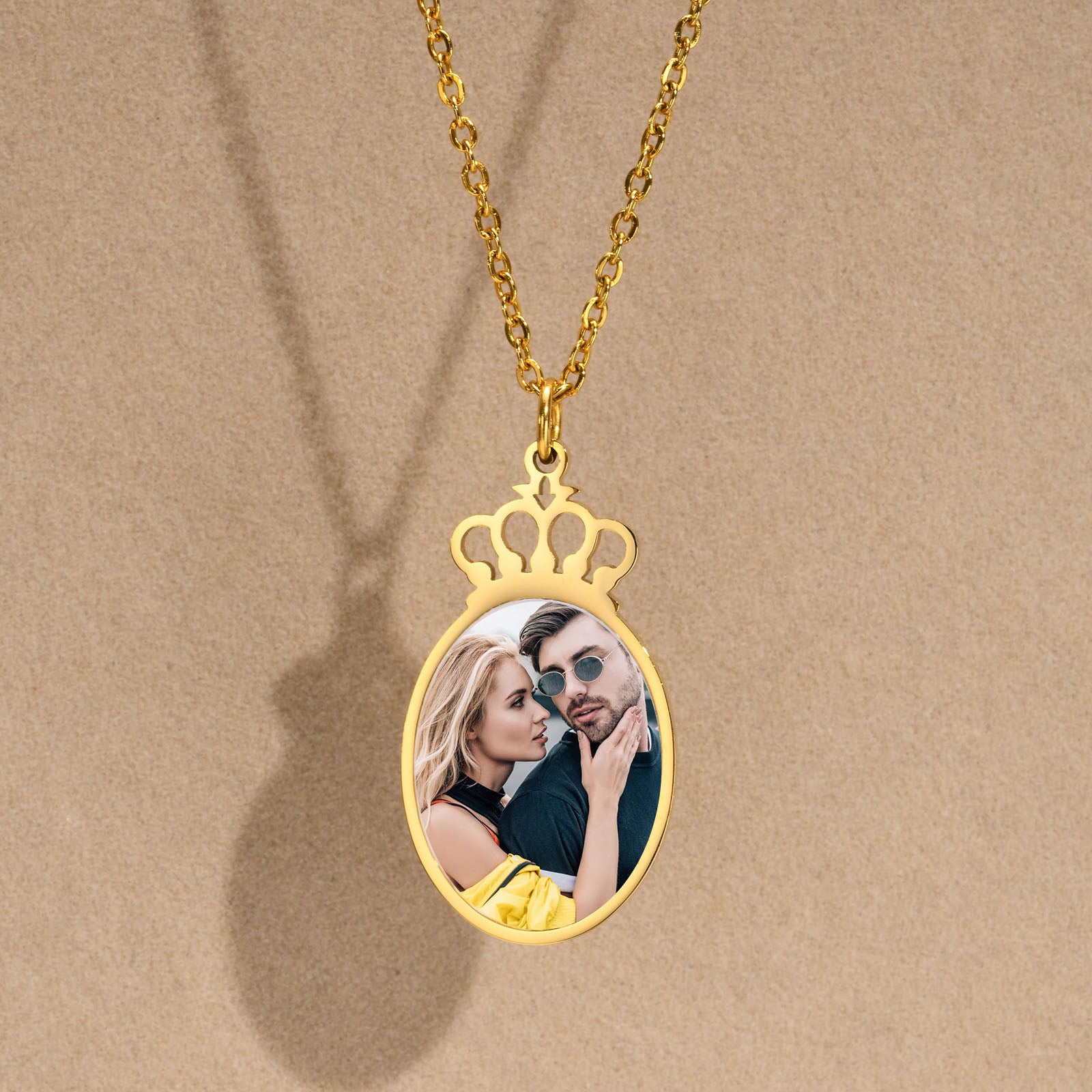 Vnox Free Personalize Photo Crown Necklaces for Women,Custom Picture Image Words Info, Stainless Steel Pendant Collar Gift - Charlie Dolly