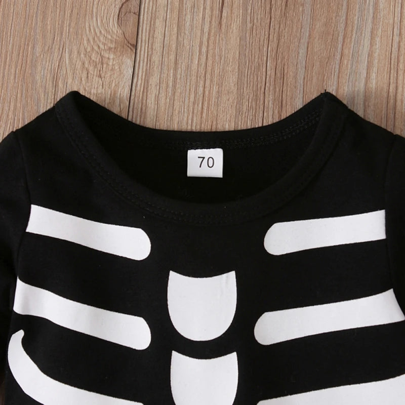 Baby Cosplay Costume Skeleton Print Long Sleeve Round Neck Romper Playsuit Infant Toddler Halloween Party Wear Fancy Dress 6-36M - Charlie Dolly