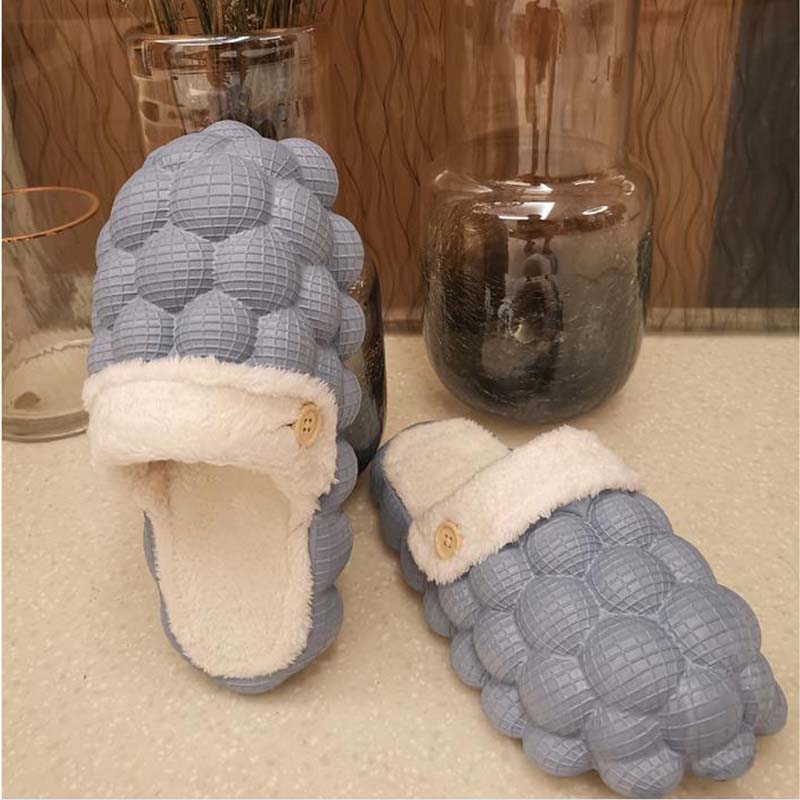 Luxury Women Cotton Bubbles Balls Slippers Bubble Slides Winter Warm Massage Slippers Bubble Shoes Lychee Slippers - Charlie Dolly