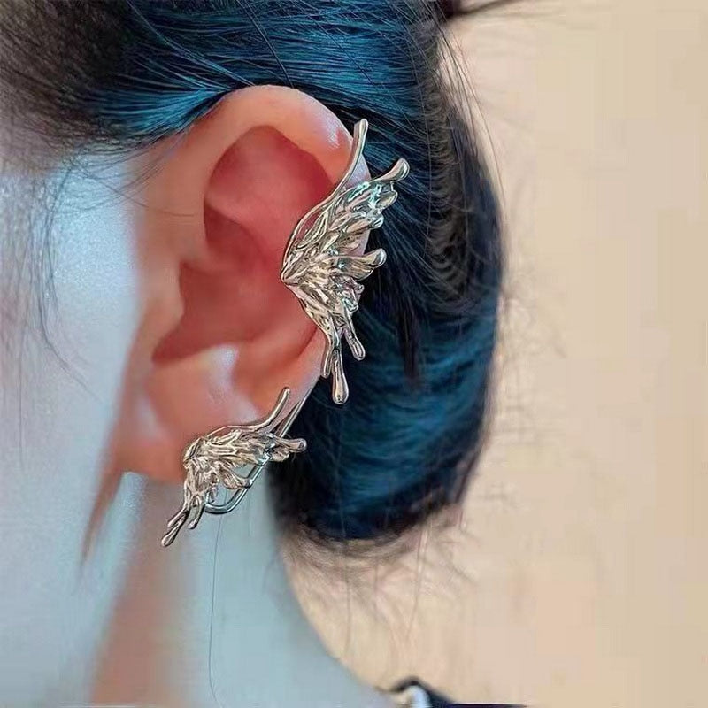 Kpop Shiny Zircon Butterfly Earcuff For Women Without Piercing Earrings 2023 Fashion Ear Clip Earrings Bride Wedding Jewelry - Charlie Dolly