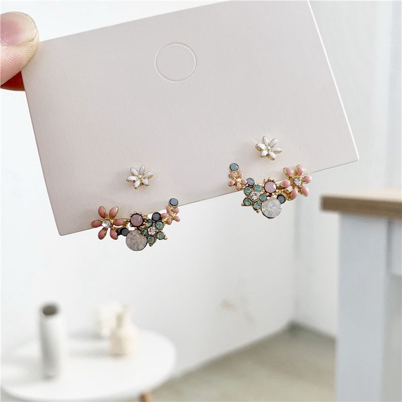 Korean Hollow Wreath Flower Earrings For Women Crystal Zircon Sweet Bee Butterfly Stud Earring Girl Wedding Party Jewelry - Charlie Dolly