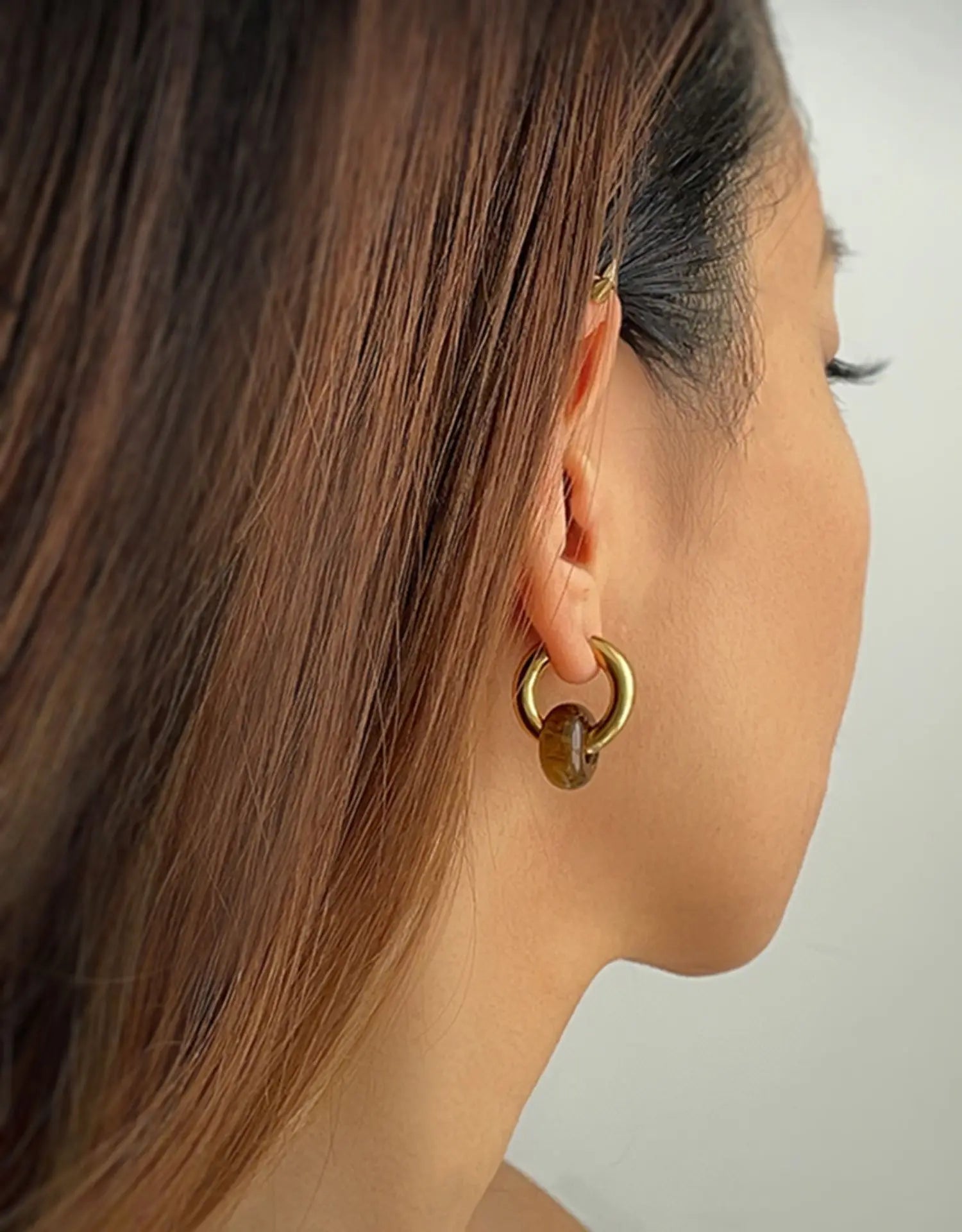 Boho Colorful Natural Stone Earrings Turquoise Malachite Donut Huggies Stainless Steel Hoop Earring for Women Jewelry Pendientes