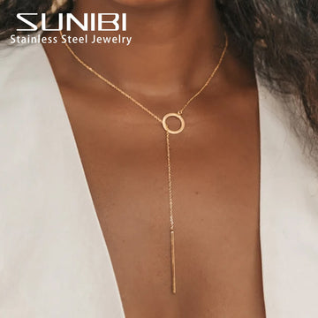 SUNIBI Fashion Stainless Steel Necklace for Woman Personality Infinity Cross Pendant Gold Color Necklaces on Neck Women Jewelry - Charlie Dolly