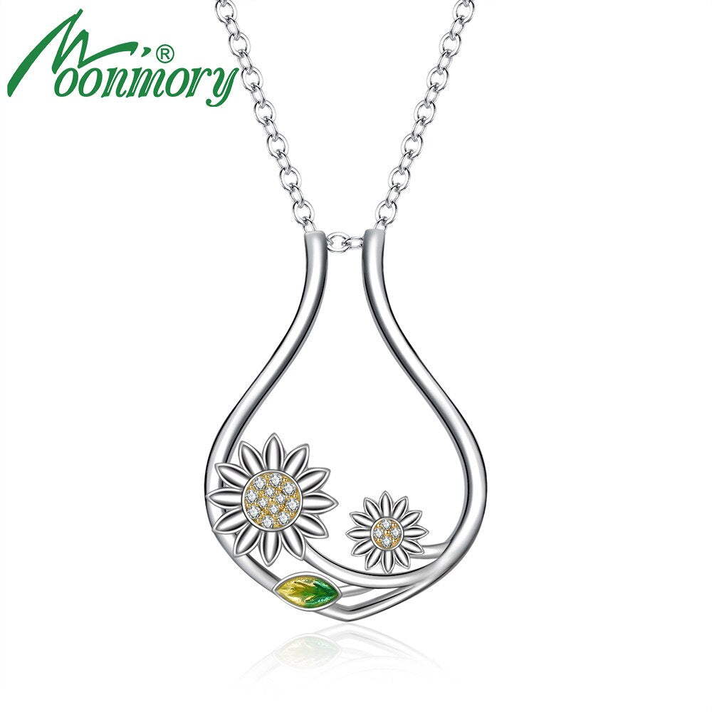 Moonmory 925 Sterling Silver Cz Ring Holder Necklace Adjustable Length Rotatable Sunflower Women's Ring Holder Necklace - Charlie Dolly