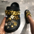 Summer Women Slippers With Charms Chain Platform Outdoor Garden Shoes Sandals Flip Flops Fashion Punk Slippers Women Shoes - Charlie Dolly