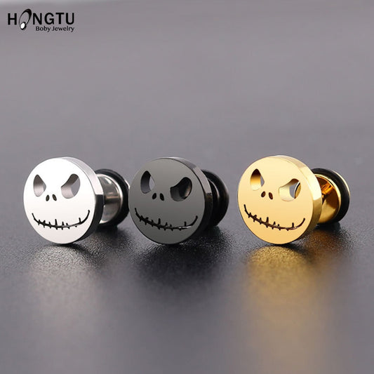 HONGTU 2Pcs Skull Ear Piercing Earring Stud Earrings Stainless Steel Ear Studs Small Earrings Female Punk 2020 Piercing Jewelry - Charlie Dolly