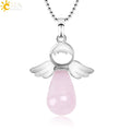 CSJA Angel Natural Stone Necklaces Pink Quartz Lapis Lazuli Necklace Angels Pendants for Women Purple Female Jewelry E947 - Charlie Dolly