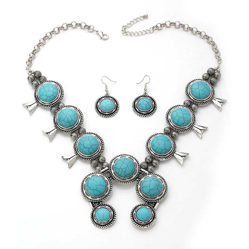 Bohemian Resin Stone Vintage Statement Choker Necklaces Women Fashion Indian Maxi Long Horn Pendants Necklace - Charlie Dolly