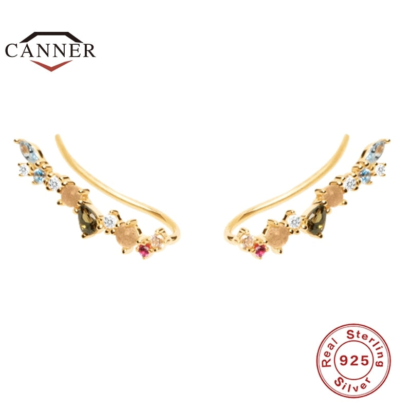 CANNER INS Style Fresh Sweet 925 Sterling Silver Stud Earrings For Women 18K Gold Plated Piercing Earring Jewelry Pendientes - Charlie Dolly