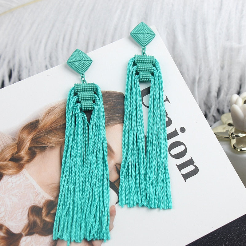Long Tassel Earrings Fashion Jewelry 2023 Bohemia Statement Summer Dangle Aesthetic Earrings for Women Accessories Korean Style - Charlie Dolly