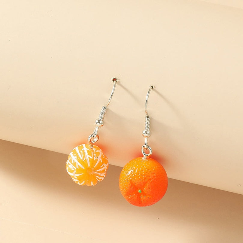 Unusual Earing Women Orange Fruit Drop Hanging Earrings 2023 for Teen Funny Girls Female Ear Rings Jewelry Gift Stainless Steel - Charlie Dolly