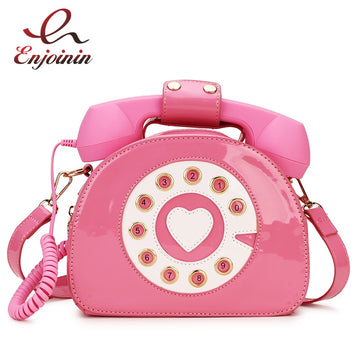 Telephone Shape Purses and Handbags for Women Fashion Pink Shoulder Bag Novel Designer Brand Crossbody Bag Top-Handle Totes 2021 - Charlie Dolly