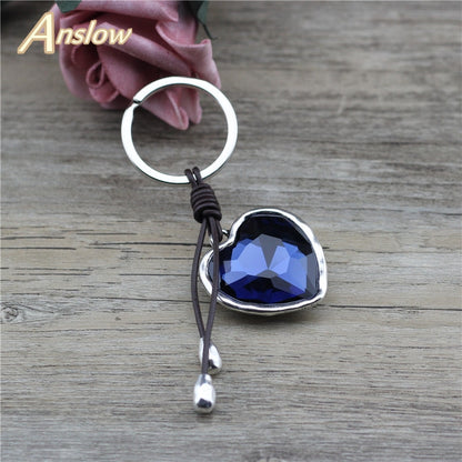 Anslow Brand Fashion Jewelry Classic Large Pendant Ocean Heart Keychain Key Rings For Lady Door Car Bag AccessoriesL LOW0015KY