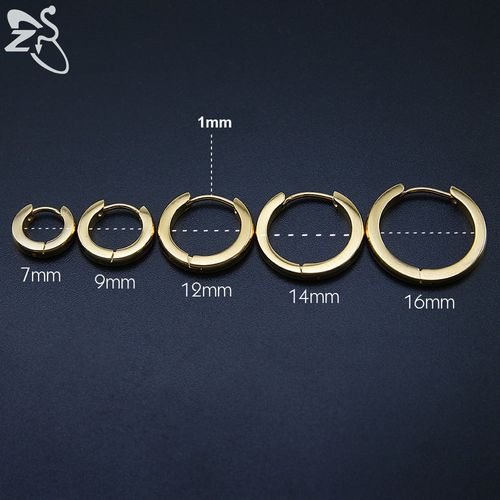 Small Hoop Earrings Women Circle Earrings Men High Polish Stainless Steel Round Earrings Jewelry Men Ear Piercing Bijoux Jewelry - Charlie Dolly