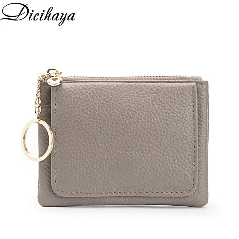 DICIHAYA 2022 New Cowhide Genuine Leather Women Mini Wallet Ladies Zipper Leather Coin Purse Pocket Key Ring Bag Mini Coin Bag - Charlie Dolly