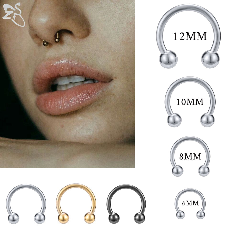ZS 1 PC 316L Stainless Steel Nose Ring 14G 16G Nose Piercings Helix Ear Piercing Women Men Septum Rings Body Piercing  Jewelry - Charlie Dolly