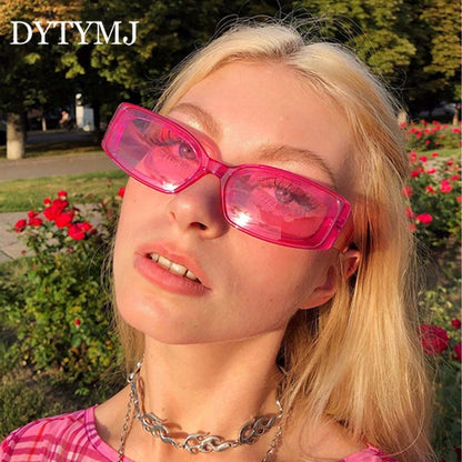 DYTYMJ Vintage Cat Eye Sunglasses Women Square Sunglasses for Women Luxury Brand Designer Sunglasses Retro Pink Shades Glasses
