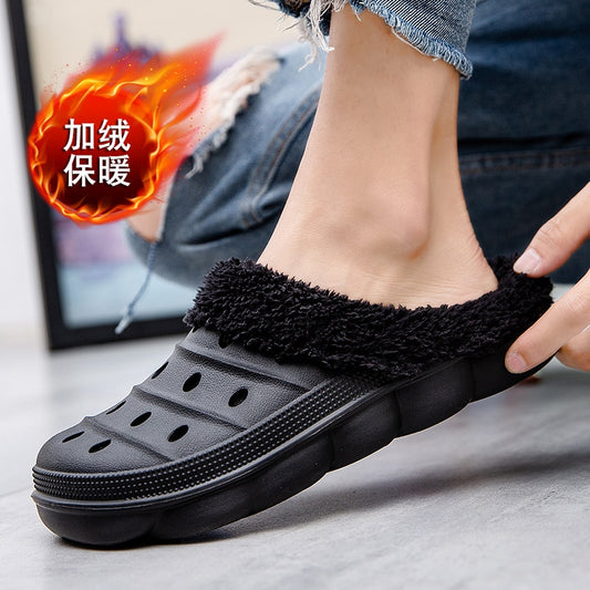 2023 Fashion Men Women Winter Light Slippers Fur Slippers Warm Fuzzy Garden Clogs Mules Slippers Home Indoor Couple Slippers Men - Charlie Dolly