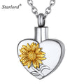Starlord Stainless Steel Sunflower Ashes Urn Necklaces For Women Memorial Keepsake Cremation Jewelry PSP4883G - Charlie Dolly