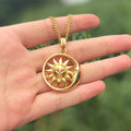 Stainless Steele Sun Moon Necklace Goth Sun Pendant Necklace for Women Men Gold Color Choker Tarot SunFlower Face Jewelry Bijoux - Charlie Dolly