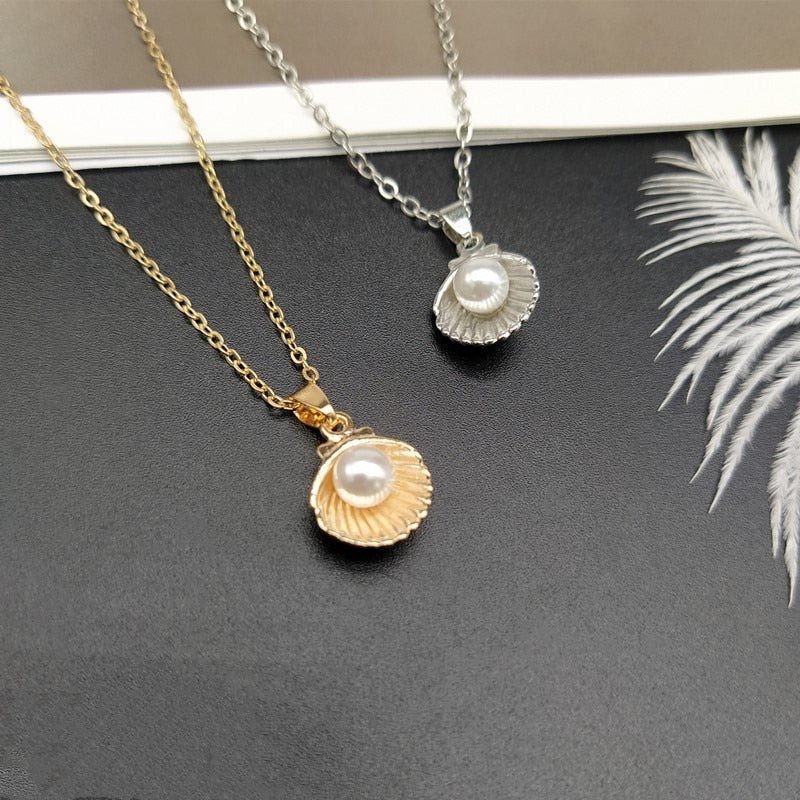Trendy Summer Shell Imitation Pearl Pendant Necklace For Women Fashion Collar Neck Jewelry Wholesale Dropshipping - Charlie Dolly