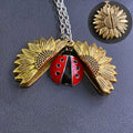 Fashion Ladybird Open Locket Sunflower Necklace Boho Jewelry Alloy Friendship Gifts Ladybug Accessories - Charlie Dolly