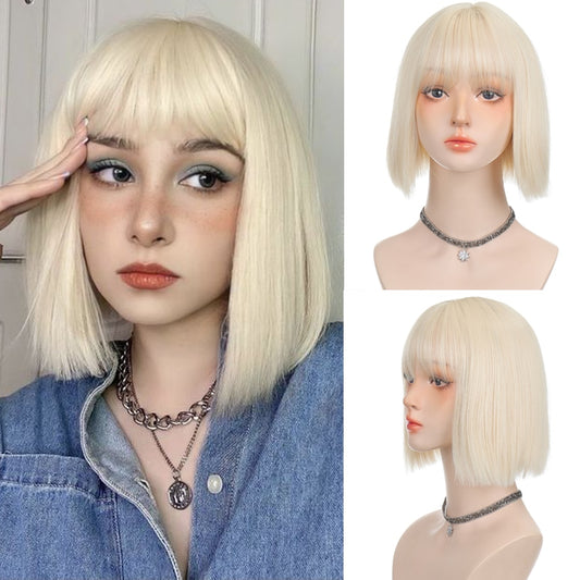 LANLAN synthetic black, pink Lolita wig short straight bob cosplay wig for white/black women heat-resistant hair wig - Charlie Dolly
