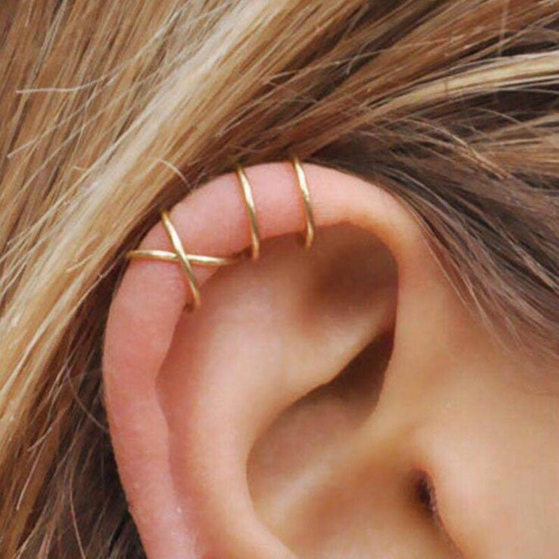 5Pcs/Set 2021 Fashion Ear Cuffs Gold Leaf Ear Cuff Clip Earrings for women Climbers No Piercing Fake Cartilage Earring - Charlie Dolly