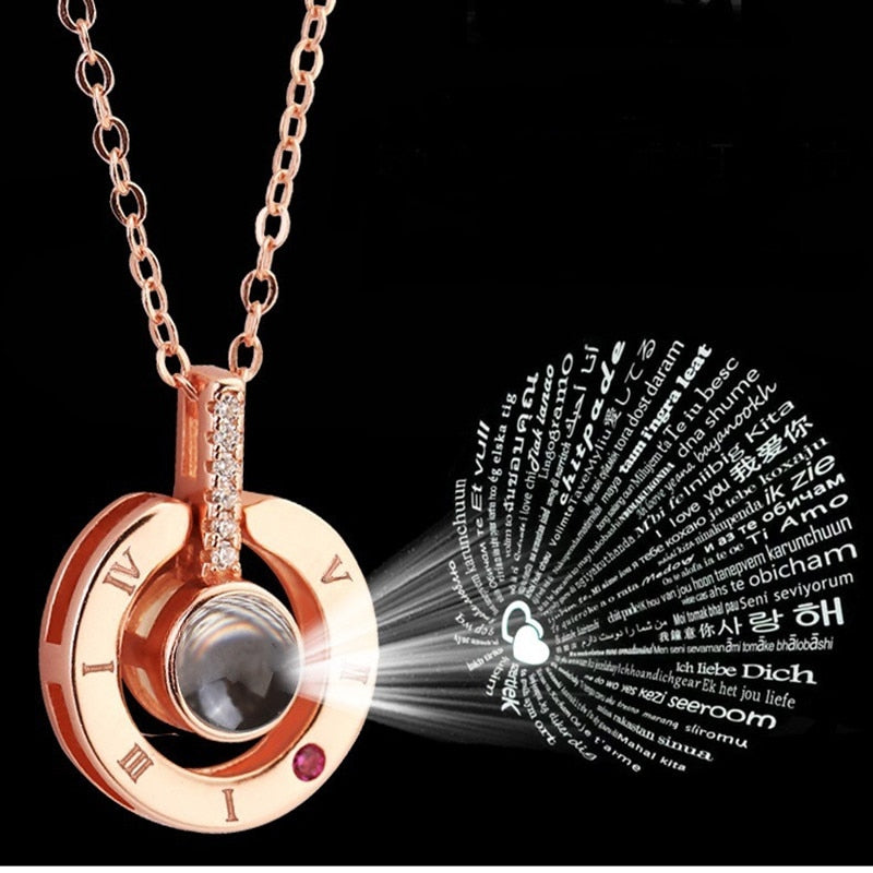 Letter Necklace 100 Languages I Love You Projection Pendant Necklace Women Jewelry Collier Femme Bijoux 2019 Best Friends Gifts - Charlie Dolly