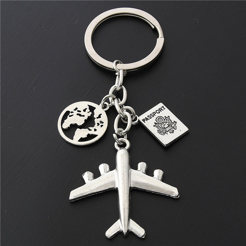 1PC Earth Plane Keychain Has Nowhere To Fall, Pendant Travel Key Ring Friendship Best Friend Jewelry Handmade By Diy