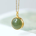 Original design  natural Hetian jade round hollow openable necklace pendant temperament exquisite charm ladies jewelry - Charlie Dolly