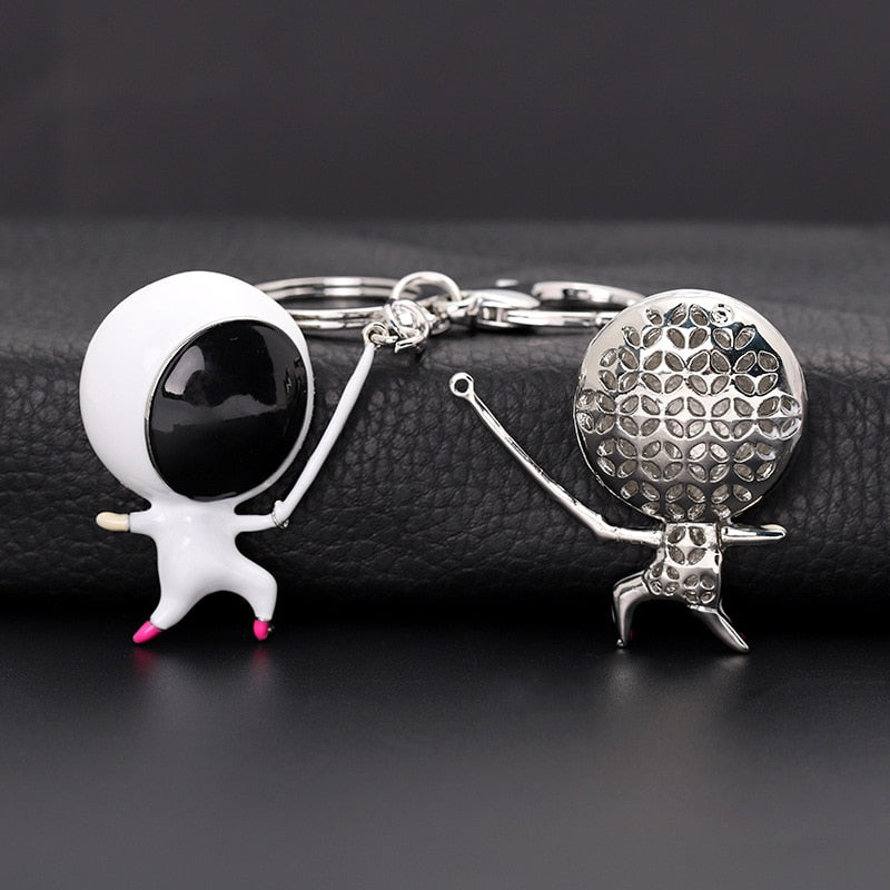 Sports Fencing Villain Metal Skull Head Keychain Three-Dimensional Fencer Club Commemorative Gift Men Women Keyring Jewelry - Charlie Dolly