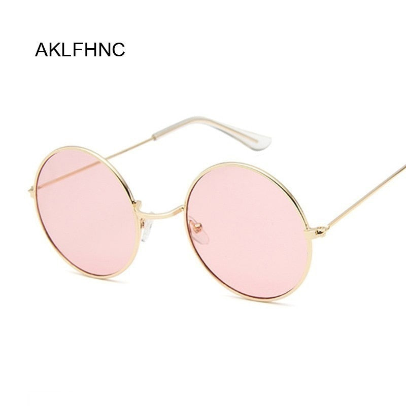 2019 Retro Round Pink Sunglasses Woman Brand Designer Sun Glasses For Woman Alloy Mirror Female Oculos De Sol Black - Charlie Dolly