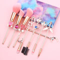 Anime Cosplay Cosmetic Brush Makeup Brushes Set 8pcs Tools kit Eye Liner Shader Foundation Powder Natural-Synthetic Pink Hair - Charlie Dolly