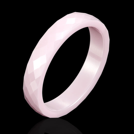 New 4mm Light Pink Black White Beautiful Hand Cut Ceramic Ring For Woman Top Quality Jewelry Without Scratches Woman Ring - Charlie Dolly