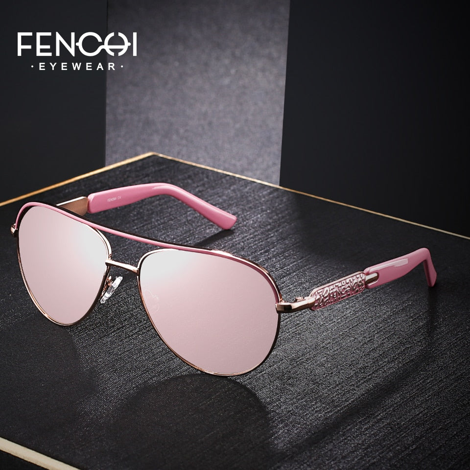 FENCHI Sunglasses Women Driving Pilot Design luxury brand shades pink mirror trendy Sun glasses oculos de grau feminino