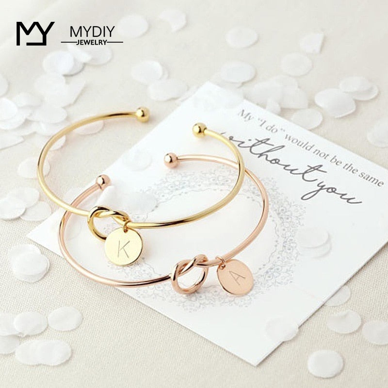 Hot pink gold / silver charm bracelet Initial Knot Bracelet female personality jewelry New fashion women men lovers bracelet - Charlie Dolly