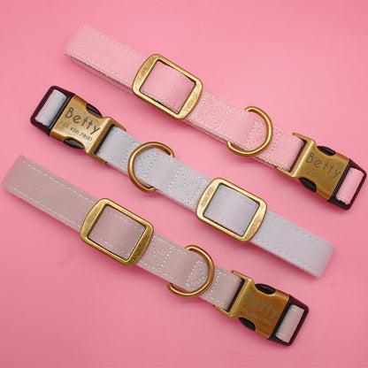 Personalized Dog Collar Nylon Small Large Dogs Puppy Collars Engrave Name ID for Small Medium Large Pet Pitbull Chihuahua Pink