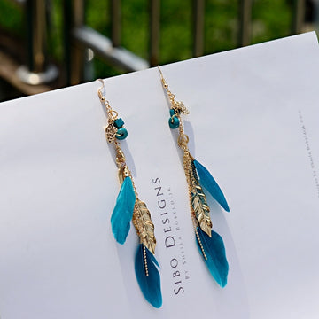Bohemian Gold Color Long Alloy Tassel Earrings Women Kolczyki Vintage Wood Beads Feather Statement Earrings Fashion Jewelry 2019 - Charlie Dolly