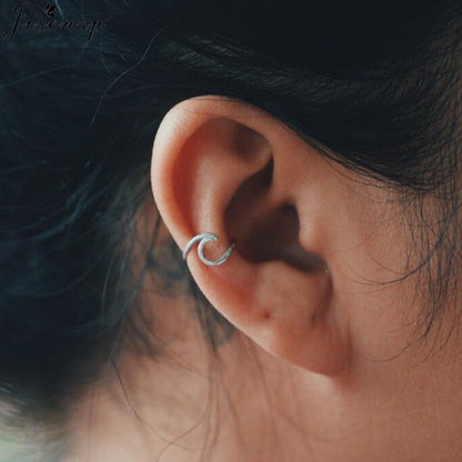 Jisensp Punk Waves Ear Climbers Earrings for Women Stud Earings Ear Crawler Bohemian Cute Earing Piercing Earings Pendientes